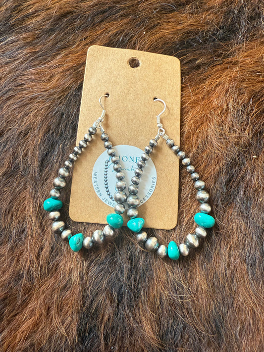 Kingman sterling silver pearls earrings