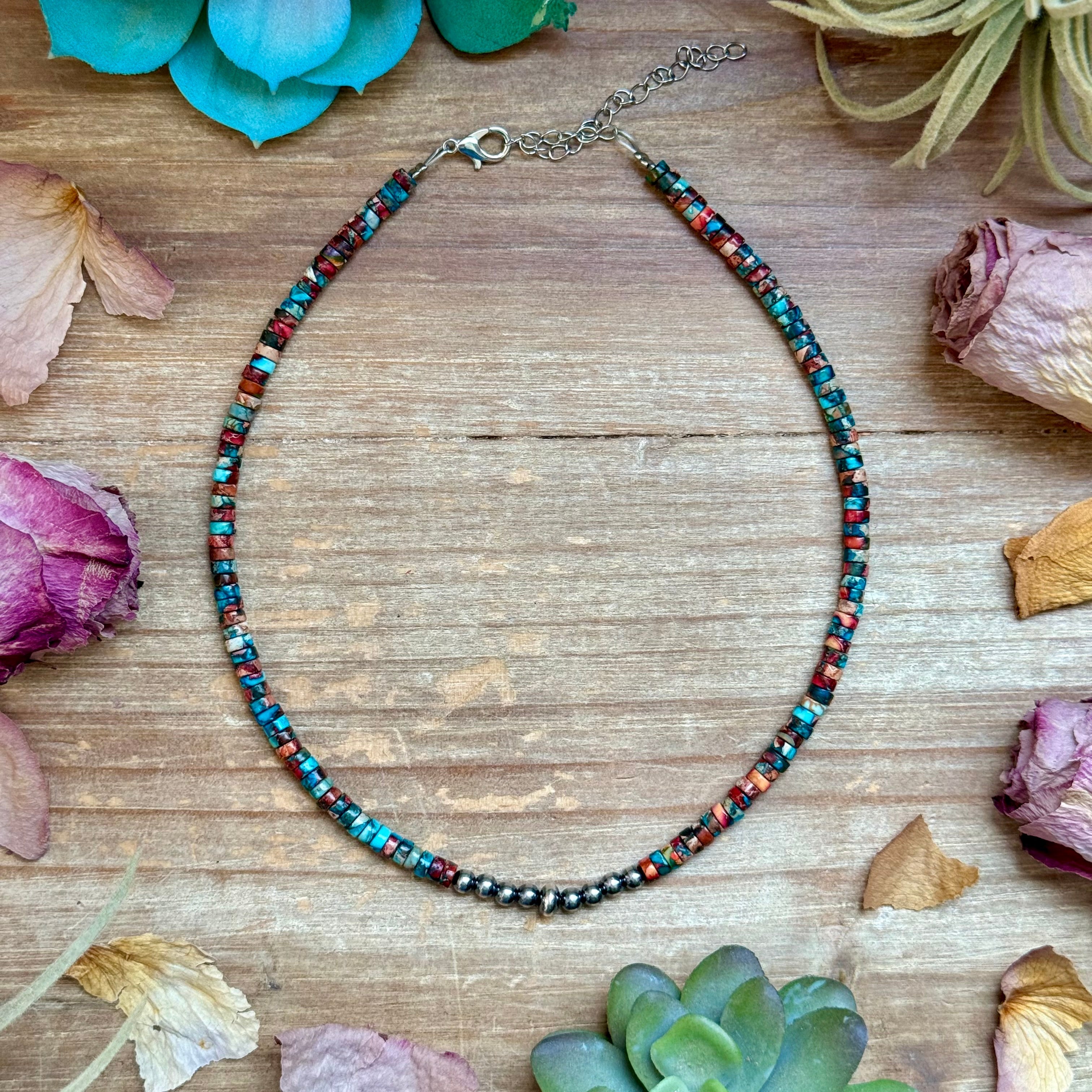 14” Pink sea sediment Choker – Sterling Silver Pearls – Rhone 