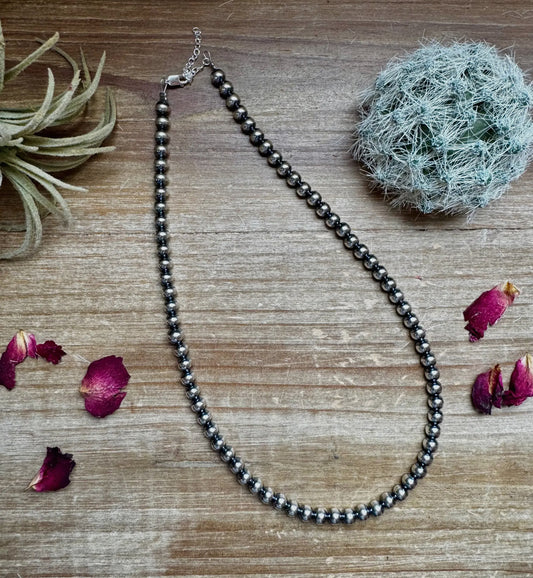 6mm 18in sterling silver pearls necklace