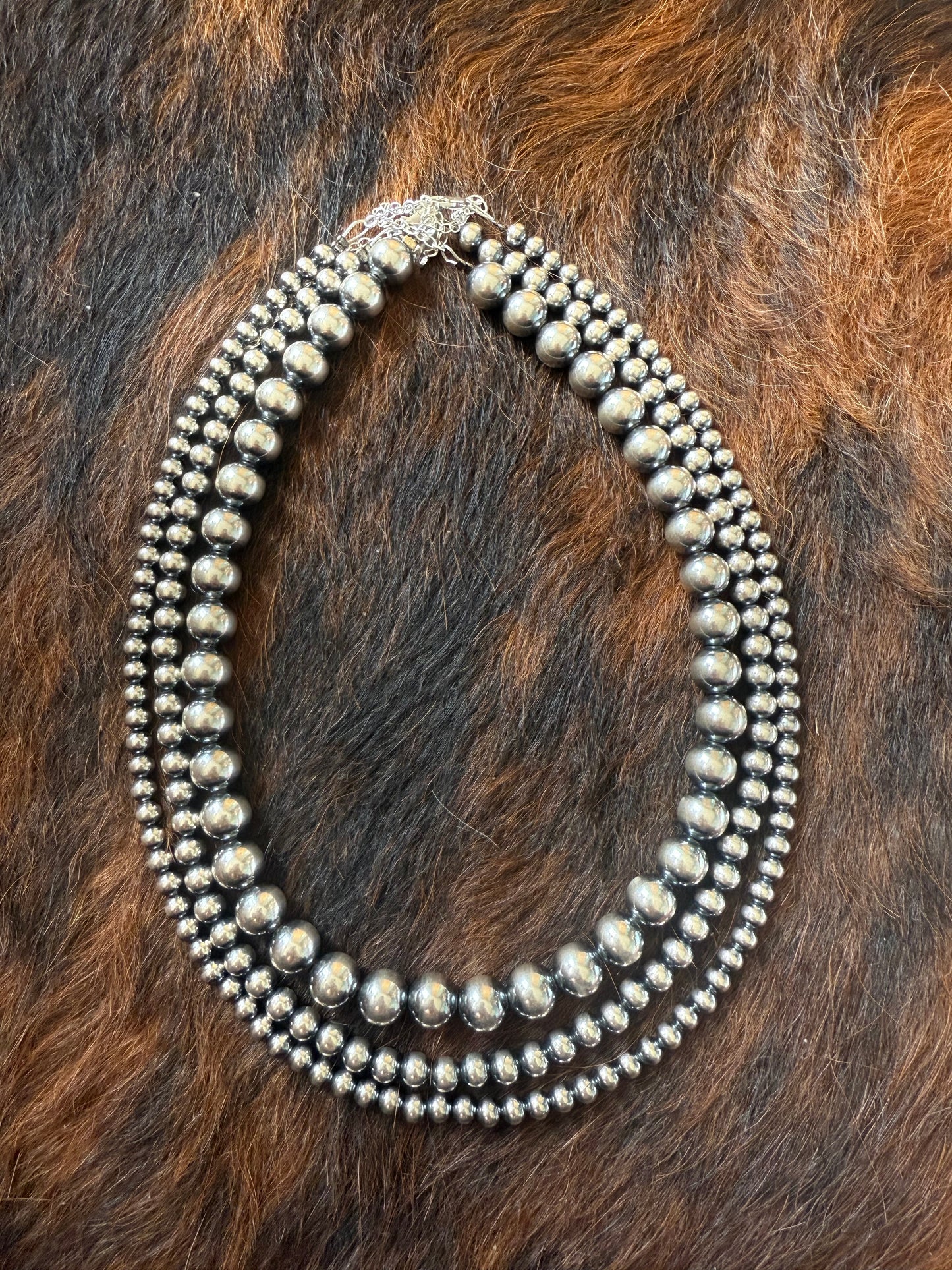 6mm 18in sterling silver pearls necklace