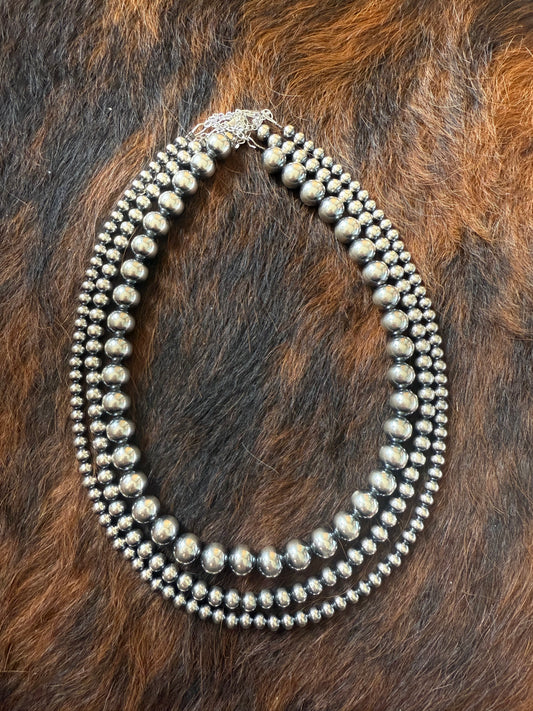 6mm 18in sterling silver pearls necklace