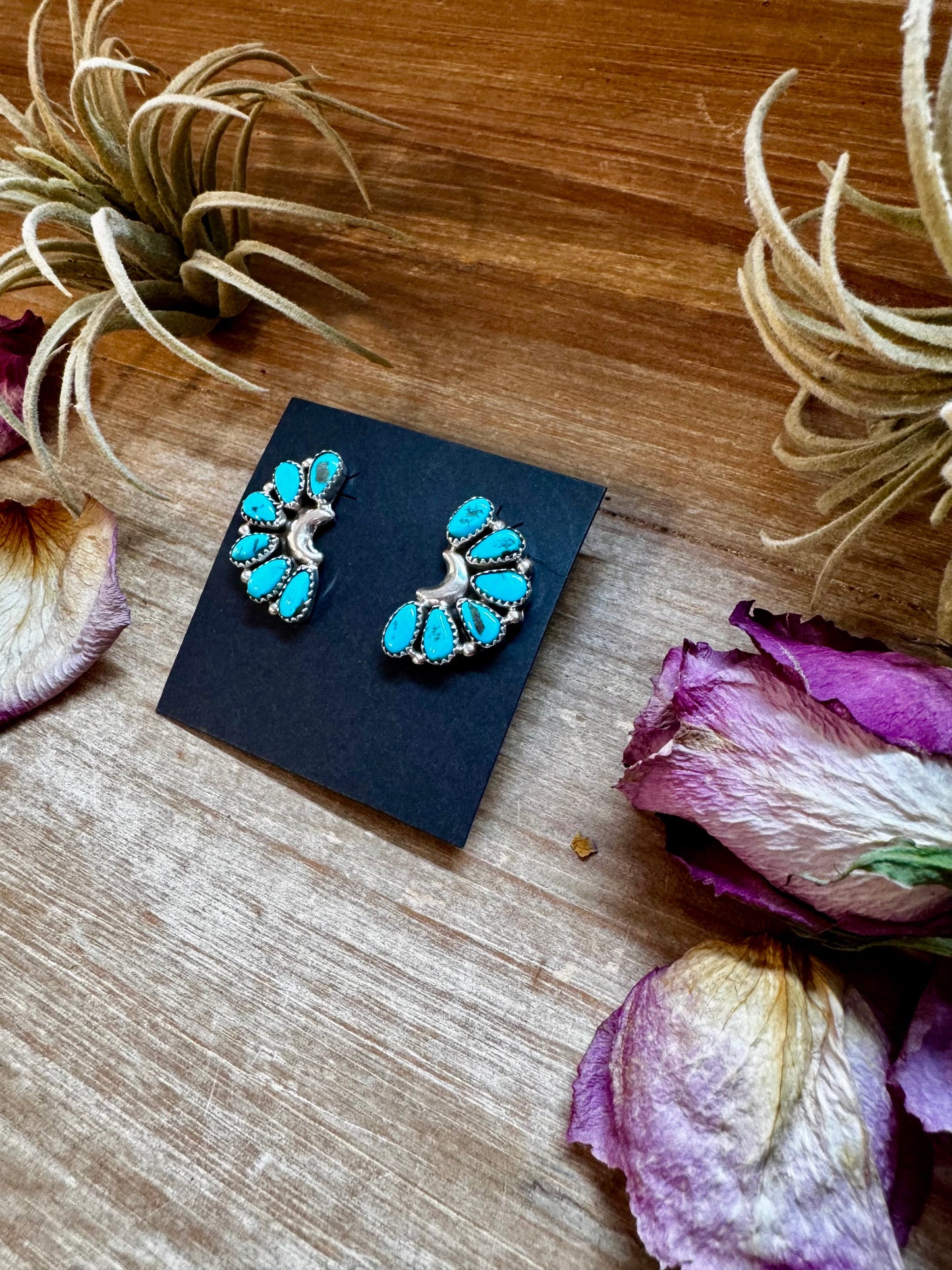 Kingman Turquoise Cluster Earrings – Sterling Silver
