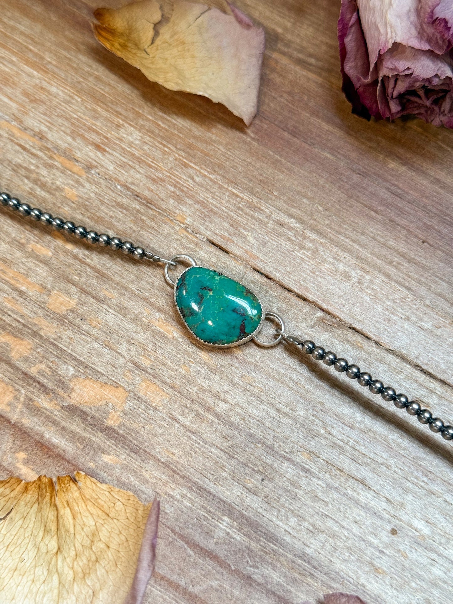 Sterling Silver & Turquoise Choker – 13” + Extender – Handmade In-House by The Bijoux FAB